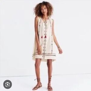 Madewell Sunview Willow  Embroidered tassel Dress size M